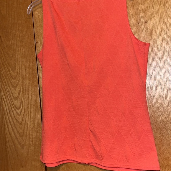 Belah & Codey Multi Texture Coral Pink Orange L Stretch Tank Top Made in USA EUC - Picture 7 of 8